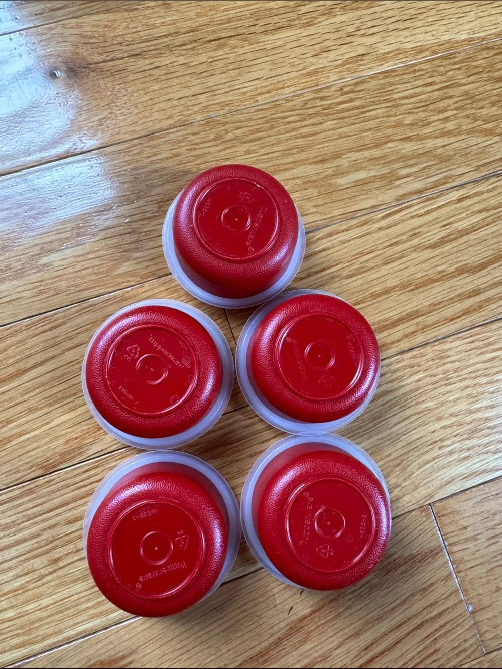 Set of 5 Vintage Tupperware Smidgets 1oz mini containers - red with clear lid